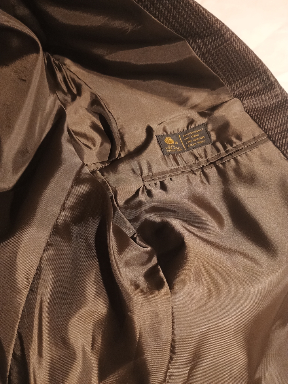 Jones New York Brown Pea Coat with Smooth Satin Lining